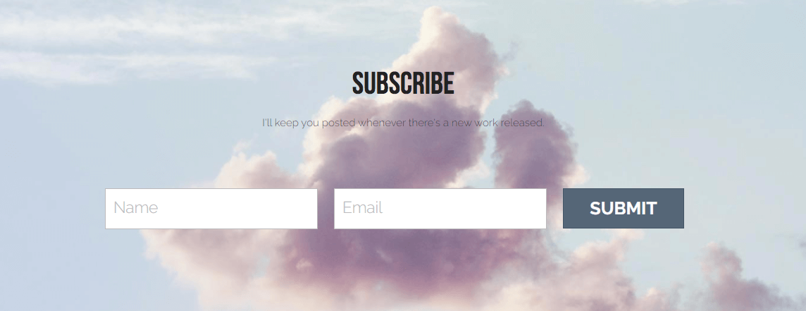 email subscription form on a website that promotes film direction services email subscription form on a website that promotes film direction services